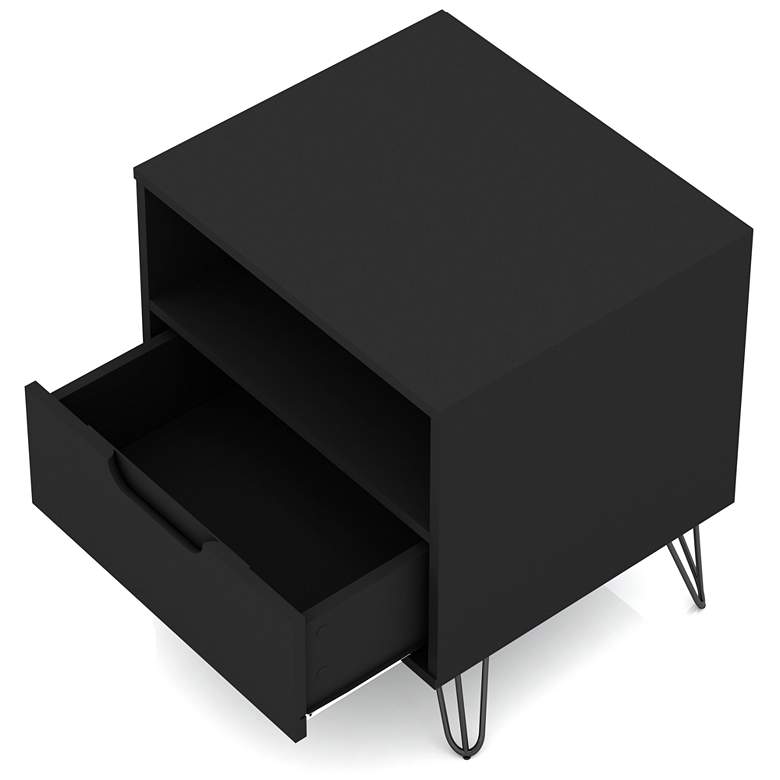 Image 3 Rockefeller 20" Wide Matte Black Modern Nightstands Set of 2 more views