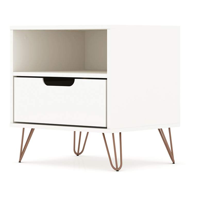Image 7 Rockefeller 20" Wide Matte White 1-Shelf 1-Drawer Nightstand more views