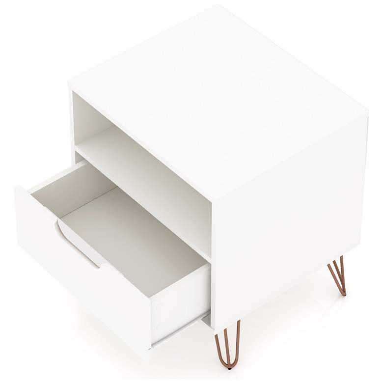 Image 3 Rockefeller 20 inch Wide Matte White 1-Shelf 1-Drawer Nightstands Set of 2 more views