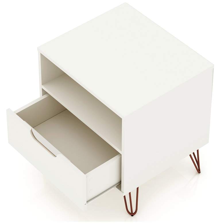 Image 4 Rockefeller 20" Wide Off-White 1-Shelf 1-Drawer Nightstand more views