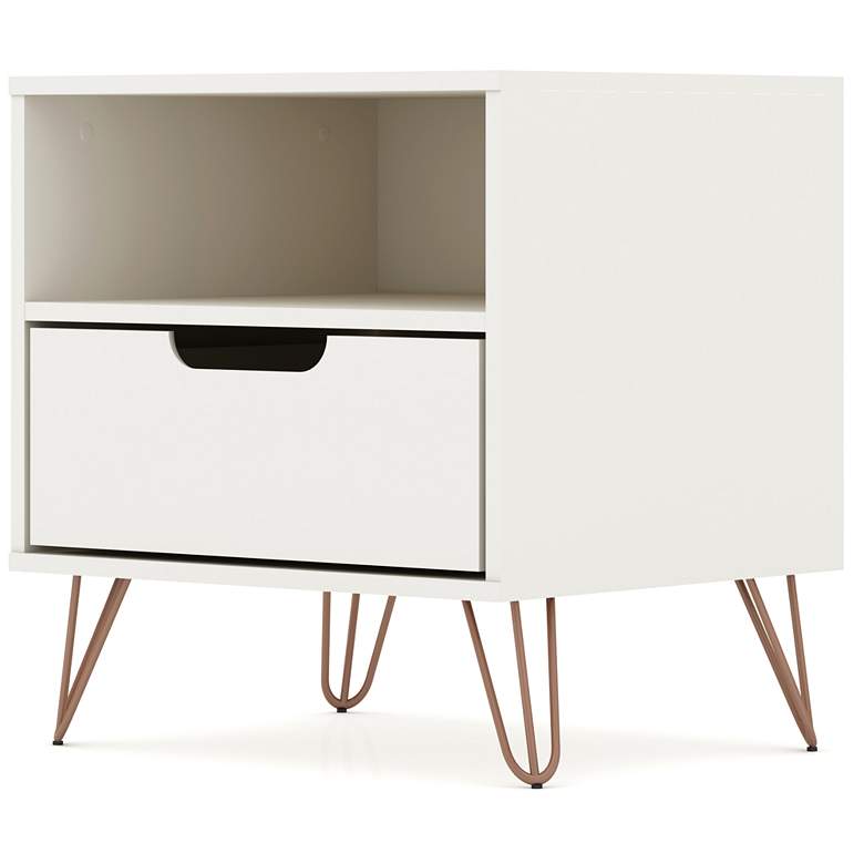 Image 7 Rockefeller 20" Wide Off-White 1-Shelf 1-Drawer Nightstand more views