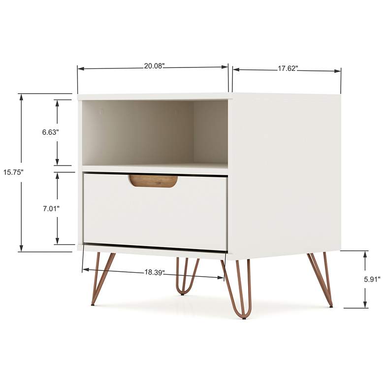 Image 7 Rockefeller 20" Wide Off-White and Natural Modern Nightstands Set of 2 more views