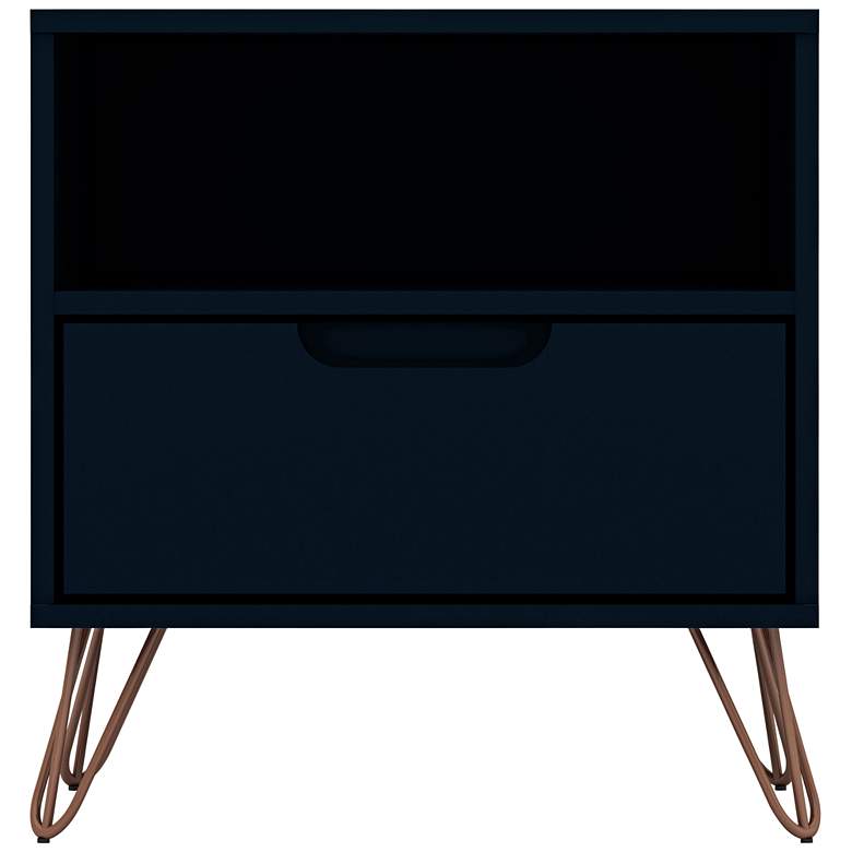 Image 2 Rockefeller 20 inch Wide Tatianna Blue 1-Shelf 1-Drawer Nightstand