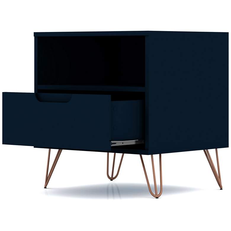 Image 3 Rockefeller 20" Wide Tatianna Blue 1-Shelf 1-Drawer Nightstand more views