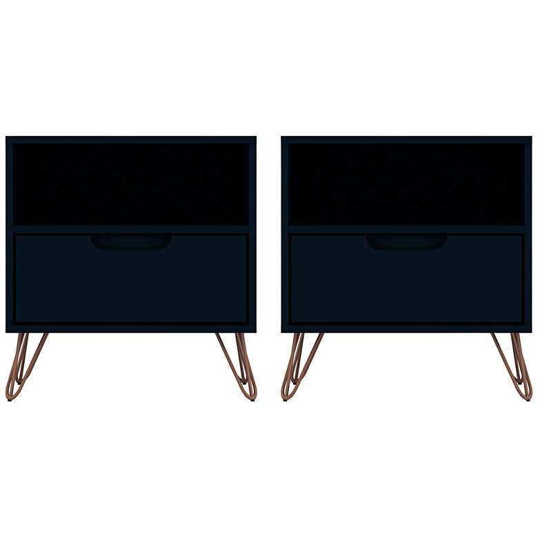 Image 1 Rockefeller 20" Wide Tatianna Blue Modern Nightstands Set of 2
