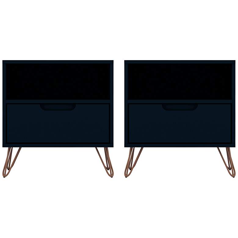 Image 1 Rockefeller 20 inch Wide Tatianna Blue Modern Nightstands Set of 2