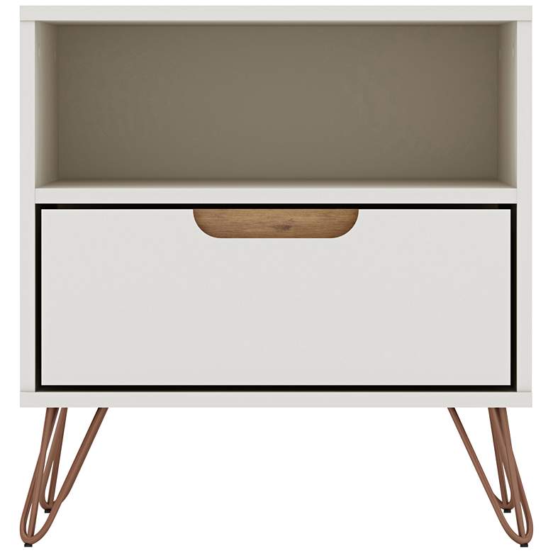 Image 2 Rockefeller 20 inchW Off-White and Natural 1-Drawer Nightstand