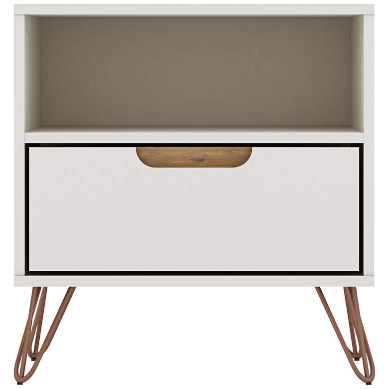 Image 2 Rockefeller 20"W Off-White and Natural 1-Drawer Nightstand