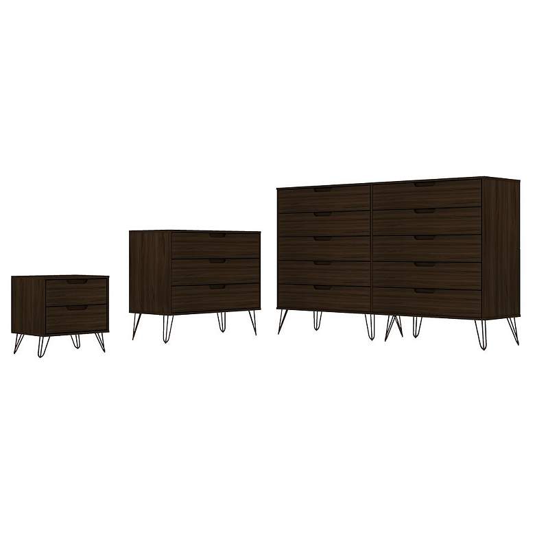 Image 1 Rockefeller 3 Pc Bedroom Set 2 Dressers and Nightstand in Brown