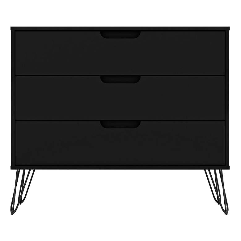 Image 2 Rockefeller 35 1/4" Wide Black Wood 3-Drawer Dresser