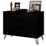 6_Rockefeller 35 1/4" Wide Black Wood 3-Drawer Dresser more views
