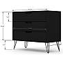 7_Rockefeller 35 1/4" Wide Black Wood 3-Drawer Dresser more views