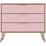 2_Rockefeller 35 1/4"W Natural and Rose Pink 3-Drawer Dresser