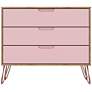 Rockefeller 35 1/4"W Natural and Rose Pink 3-Drawer Dresser