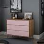 1_Rockefeller 35 1/4"W Natural and Rose Pink 3-Drawer Dresser