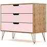 7_Rockefeller 35 1/4"W Natural and Rose Pink 3-Drawer Dresser more views