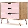 Rockefeller 35 1/4"W Natural and Rose Pink 3-Drawer Dresser