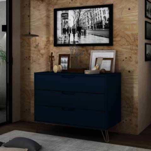 Rockefeller 35 1/4"W Tatiana Midnight Blue 3-Drawer Dresser - #78N71 | Lamps Plus Rockefeller 35 1/4"W Tatiana Midnight Blue 3-Drawer Dresser - #78N71 | Lamps Plus