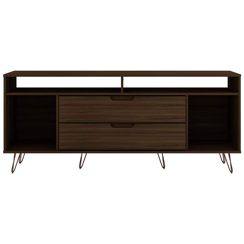 Image 3 Rockefeller 63" Wide Matte Brown 4-Shelf 2-Drawer TV Stand more views
