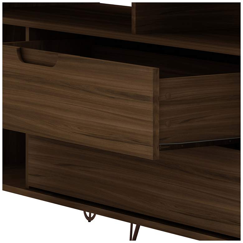 Image 4 Rockefeller 63" Wide Matte Brown 4-Shelf 2-Drawer TV Stand more views