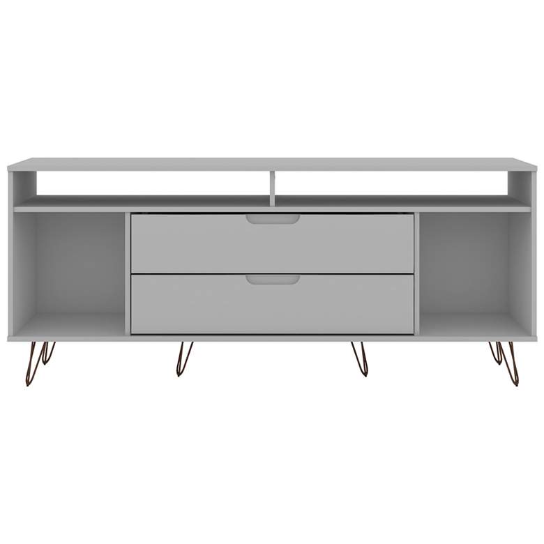 Image 3 Rockefeller 63" Wide Matte White 4-Shelf 2-Drawer TV Stand more views