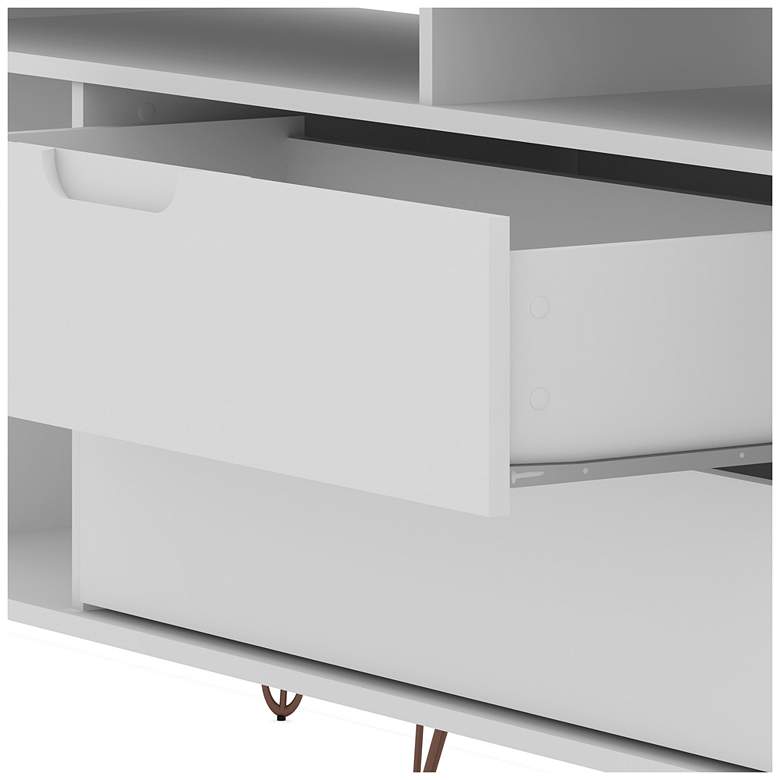 Image 4 Rockefeller 63" Wide Matte White 4-Shelf 2-Drawer TV Stand more views