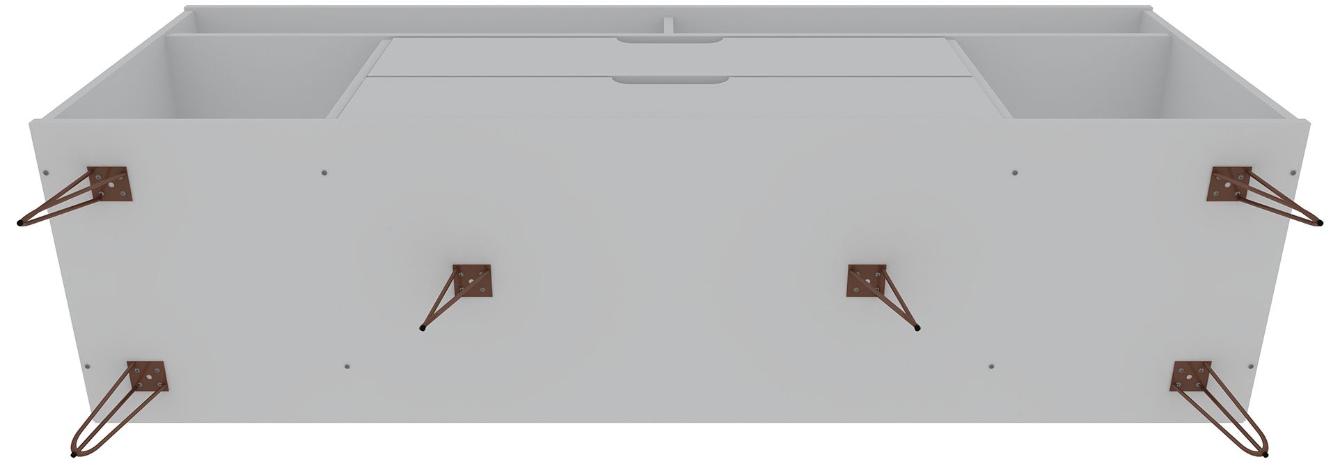 Rockefeller 63" Wide Matte White 4-Shelf 2-Drawer TV Stand