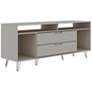 2_Rockefeller 63"W Matte Off-White 4-Shelf 2-Drawer TV Stand