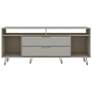 3_Rockefeller 63"W Matte Off-White 4-Shelf 2-Drawer TV Stand more views