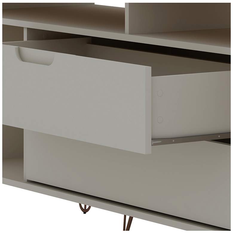 Image 4 Rockefeller 63"W Matte Off-White 4-Shelf 2-Drawer TV Stand more views