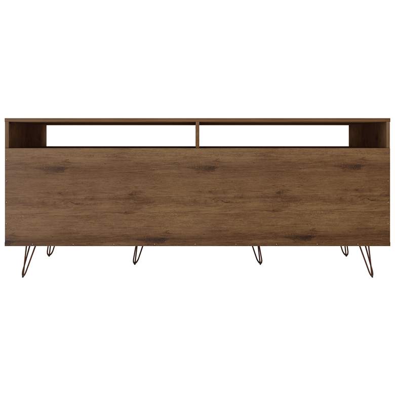 Image 6 Rockefeller 63 inchW Natural and Gray 4-Shelf 2-Drawer TV Stand more views