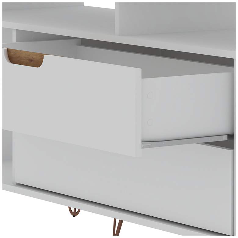 Image 4 Rockefeller 63"W Off-White Natural 4-Shelf 2-Drawer TV Stand more views