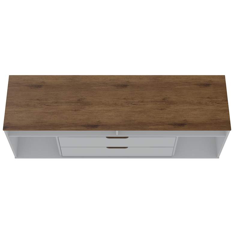 Image 7 Rockefeller 63"W Off-White Natural 4-Shelf 2-Drawer TV Stand more views