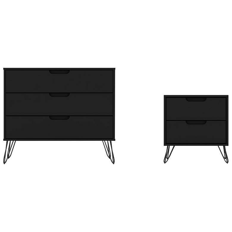 Image 1 Rockefeller Dresser and Nightstand Set in Black