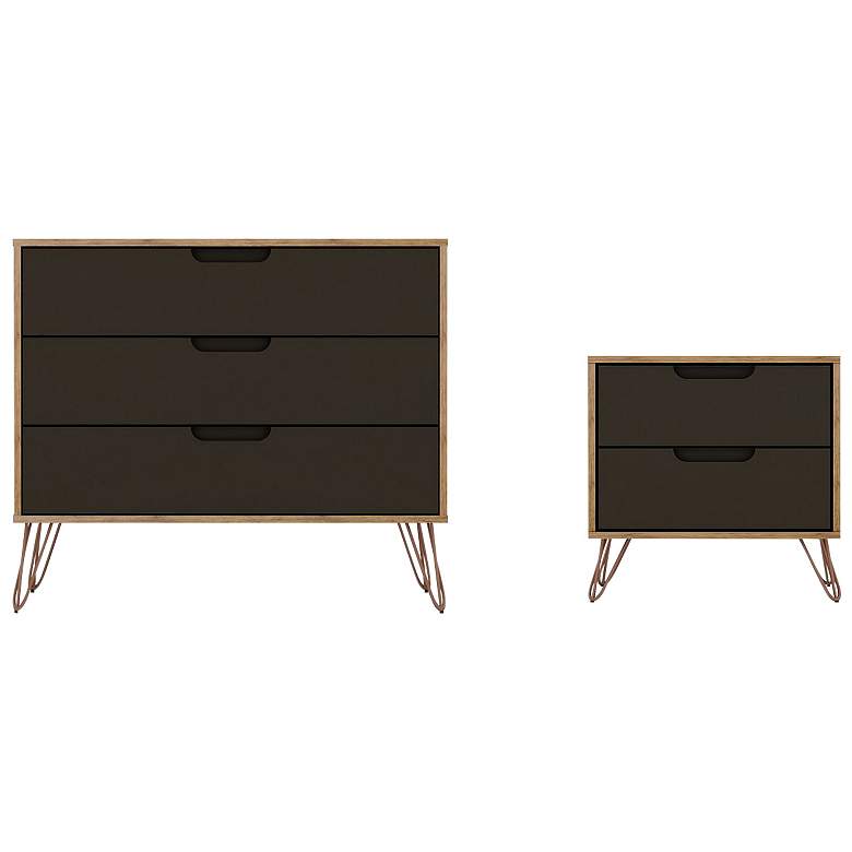 Image 1 Rockefeller Dresser and Nightstand Set in Nature and Textured Grey