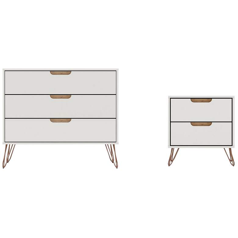 Image 1 Rockefeller Dresser and Nightstand Set in Off White and Nature