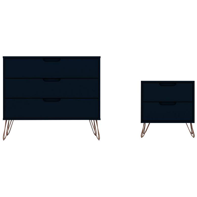 Image 1 Rockefeller Dresser and Nightstand Set in Tatiana Midnight Blue