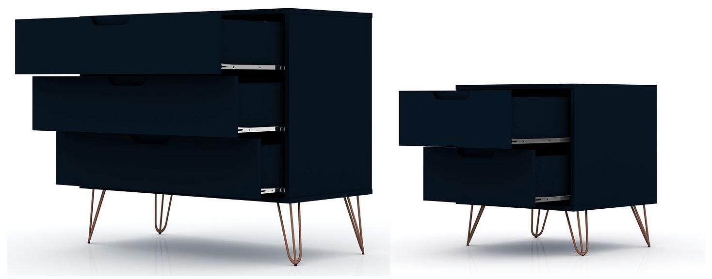 Image 4 Rockefeller Dresser and Nightstand Set in Tatiana Midnight Blue more views