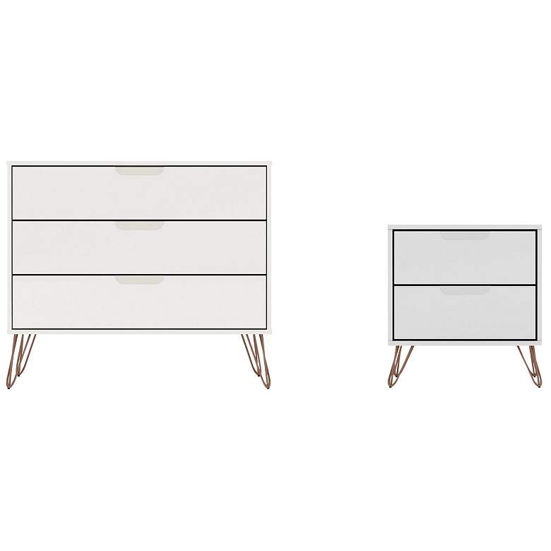 Image 1 Rockefeller Dresser and Nightstand Set in White