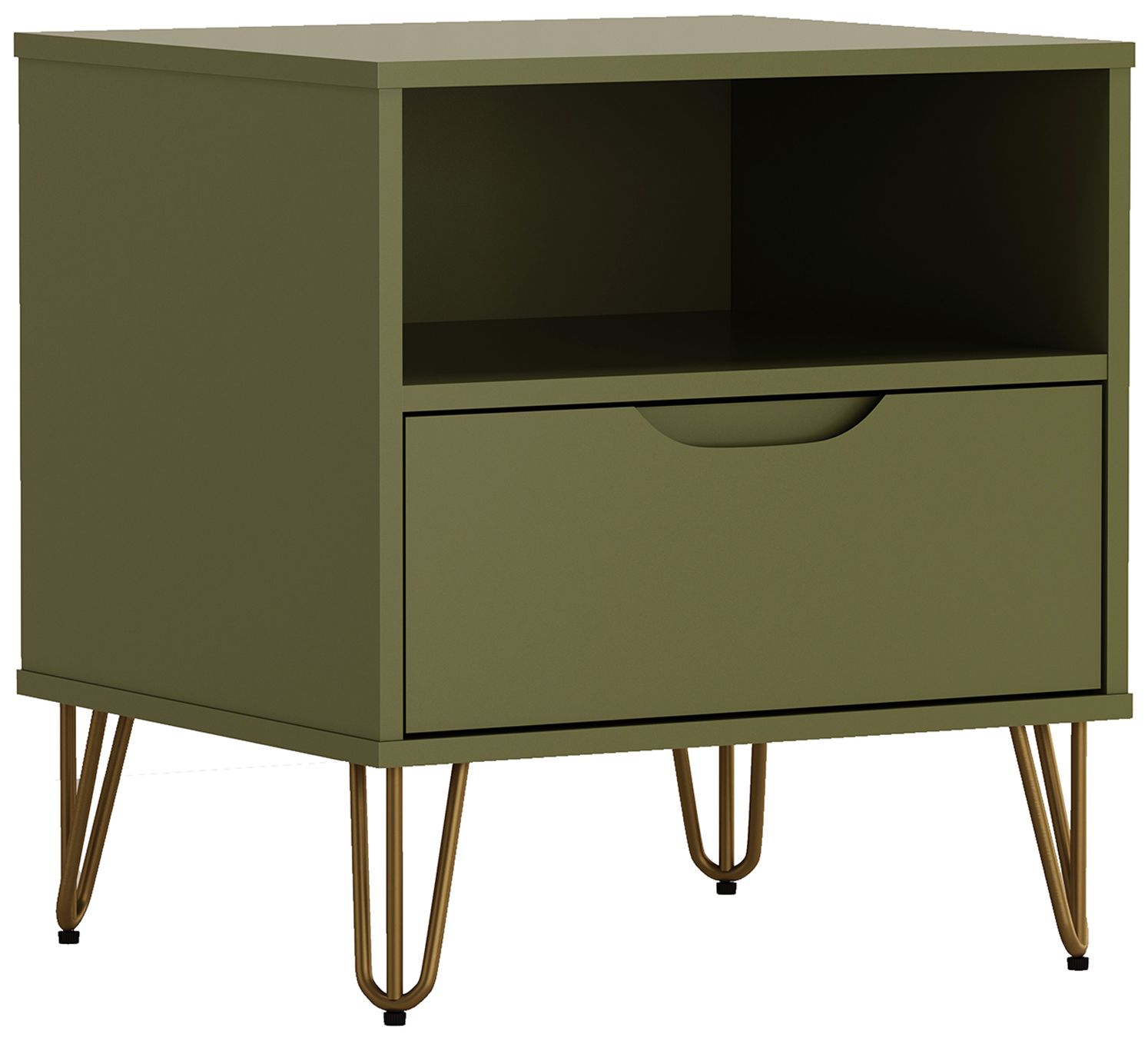 Image 3 Rockefeller Mid-Century Modern 20" Nightstand in Olive Green (1-Drawer) more views