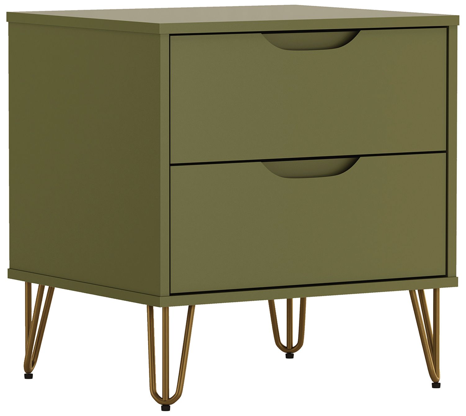 Image 4 Rockefeller Mid-Century Modern 20" Nightstand in Olive Green (2-Drawer) more views
