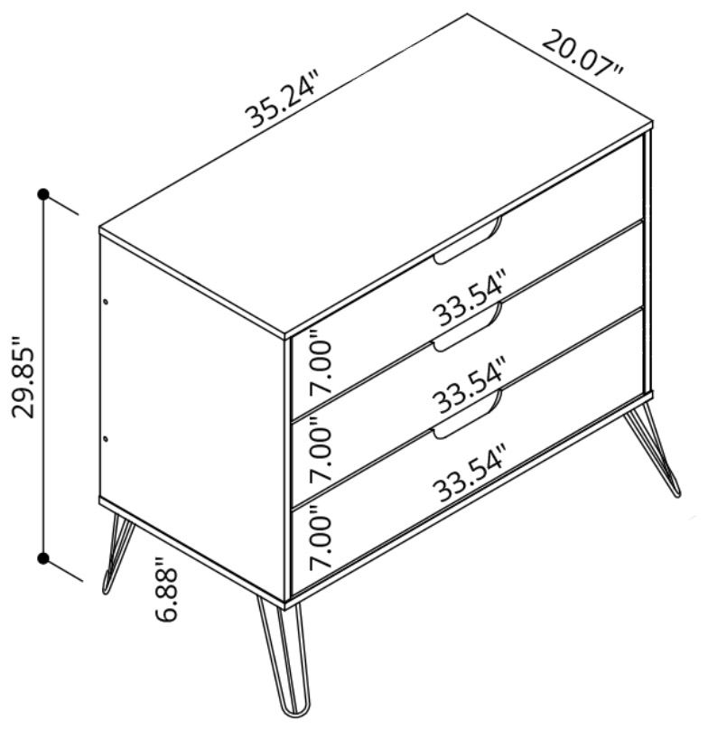 Image 3 Rockefeller Mid-Century Modern 35" Dresser in Olive Green (3-Drawer) more views