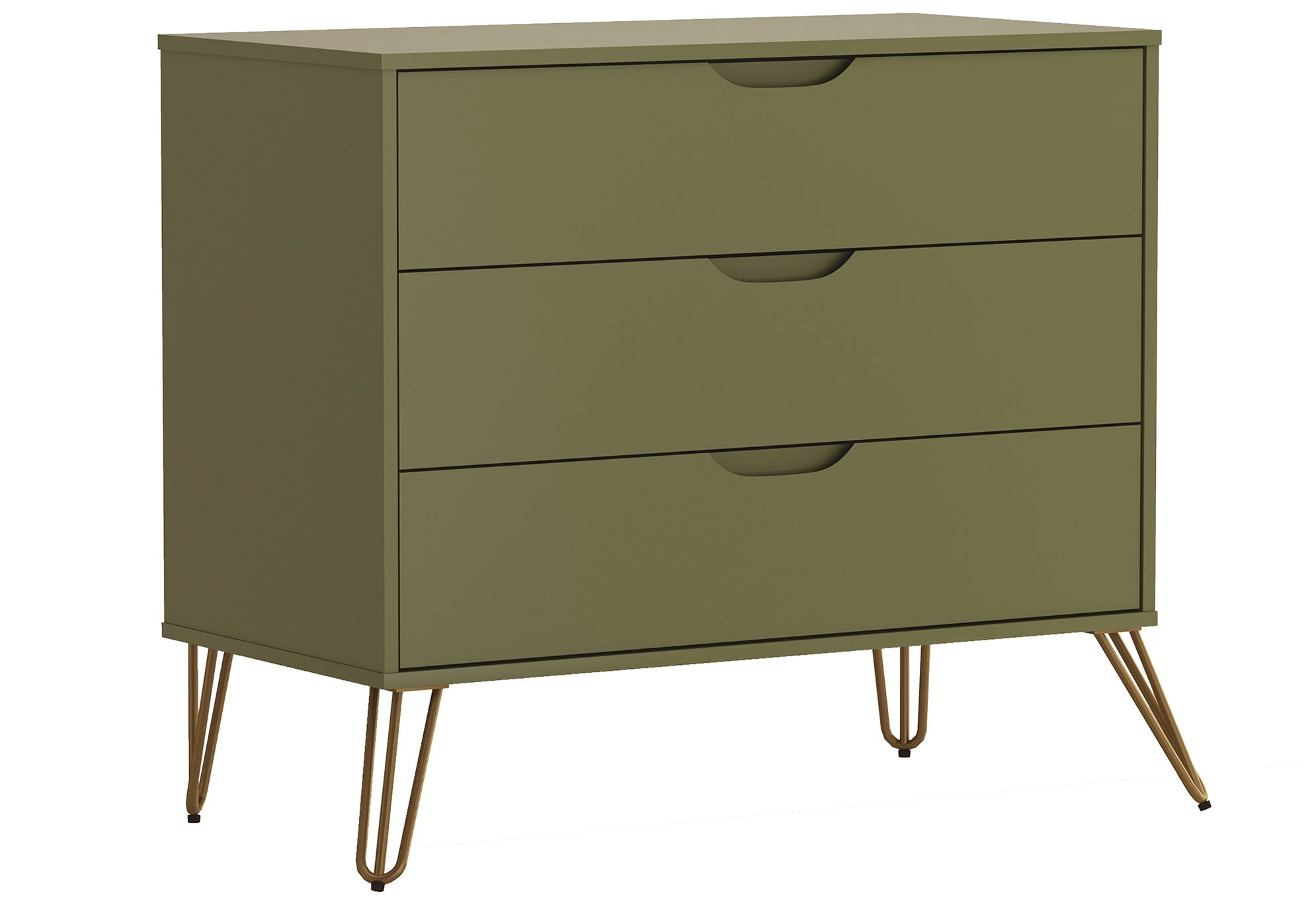 Image 4 Rockefeller Mid-Century Modern 35" Dresser in Olive Green (3-Drawer) more views