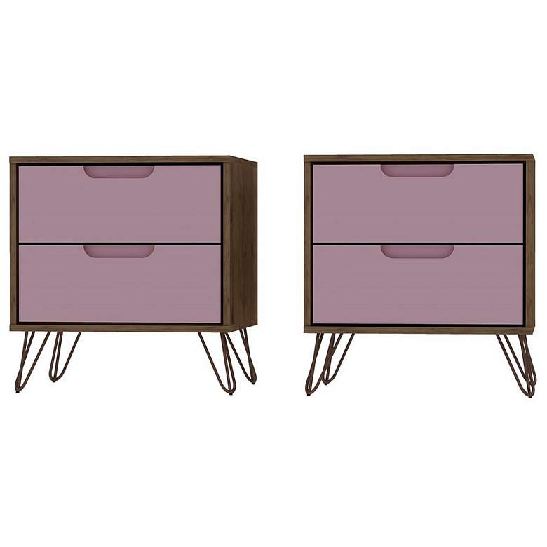 Image 1 Rockefeller Nightstand 2.0 - Set of 2 in Nature and Rose Pink