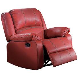Image1 of Rocker Red Faux Leather Adjustable Recliner