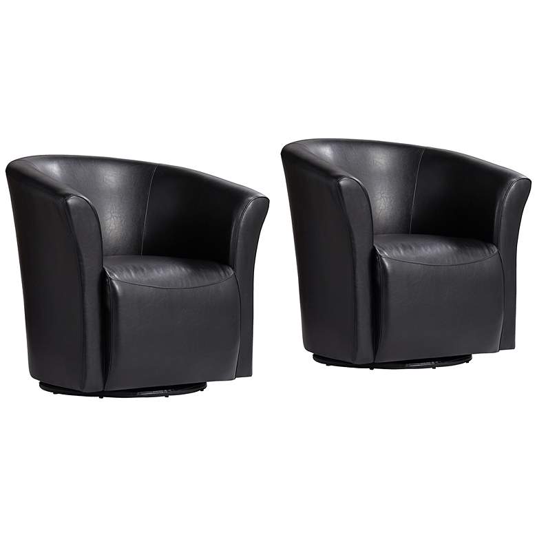 Image 1 Rocket Rivera Black Swivel Accent Club Chairs Set of 2