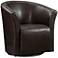 Rocket Rivera Brown Faux Leather Swivel Accent Club Chair