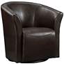 Rocket Rivera Brown Faux Leather Swivel Accent Club Chair in scene