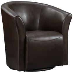 Rocket Rivera Brown Faux Leather Swivel Accent Club Chair