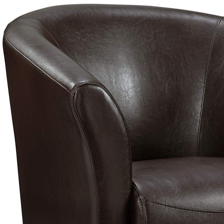 Image 4 Rocket Rivera Brown Faux Leather Swivel Accent Club Chair more views